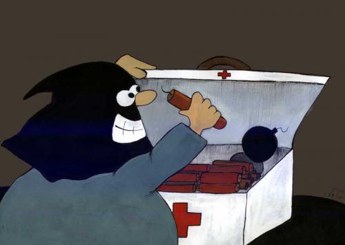 Cartoon: First Aid Kit and Bomb (medium) by nikooray tagged first,aid,kit,bomb