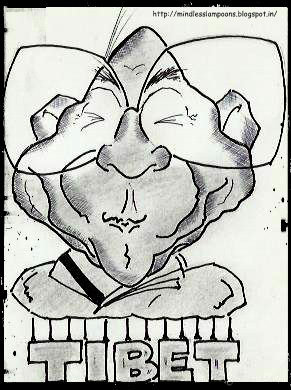 Cartoon: DALAI LAMA - The unhoused monk (medium) by mindpad tagged 14th,reincarnations,of,the,dalai,lama,caricature,cartoon,gyalwa,rinpoche,incarnation,chenrezig,kundun,tenzin,gyatso,tibet,yishin,norbu