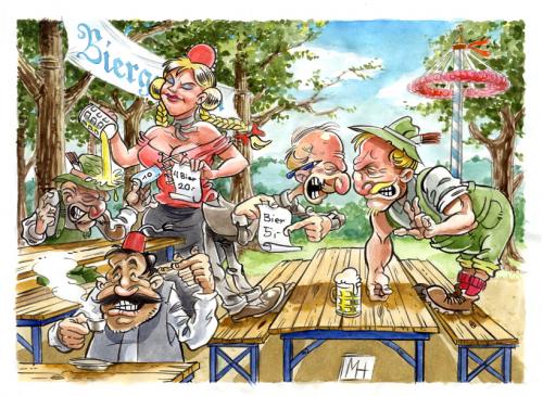 Cartoon: Biergarten (medium) by herr Gesangsverein tagged bier