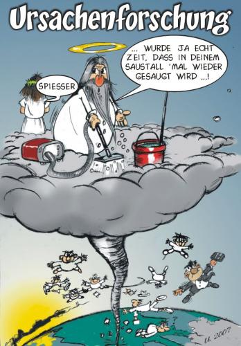 Cartoon: Ursachenforschung (medium) by BARHOCKER tagged hurrican,usa,uwe,ott,ottdesign