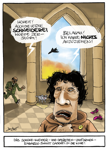 Cartoon: Kleider Embargo (medium) by andre sedlaczek tagged gaddafi,embargo,krieg,konflikt