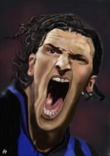 Cartoon: Zlatan Ibrahimovic (medium) by Nizar tagged zlatan,ibrahimovic,zlatan,ibrahimovic,schweden,italien,fussball,fußball,fußballspieler,spieler,portrait,karikatur,mann,kopf,gesicht,unklar,unschaf,scharf,emotion,schrei,schreien,mund,offen