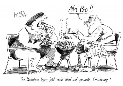 Cartoon: Alles Bio (medium) by Stuttmann tagged ernährung,health,food,bio,bioprodukte,,ernährung,bio,bio produkte,essen,grillen,gesundheit,biowurst,fleisch,verbraucherschutz,ökologie,lebensmittel,fettleibigkeit,dick,gewicht,trend,ökologische landwirtschaft,biopolitik