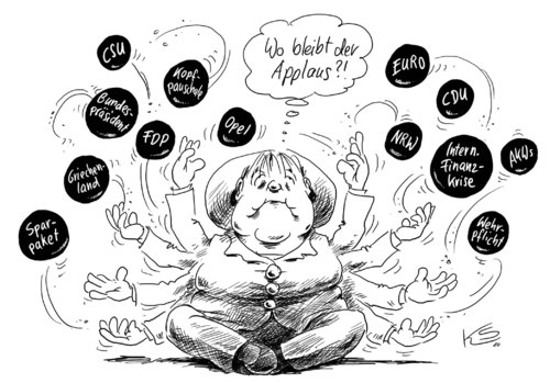 Cartoon: Applaus (medium) by Stuttmann tagged merkel,schwarzgelb,koalition,schwarzgelb,koalition,angela merkel,angela,merkel