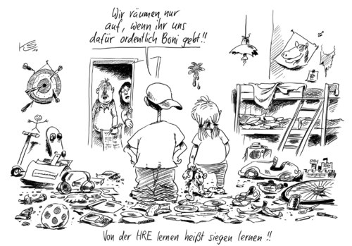 Cartoon: Aufräumen (medium) by Stuttmann tagged boni,hre,hypo,real,estate,boni,hre,hypo real estate,bank,banken,aufräumen,hypo,real,estate