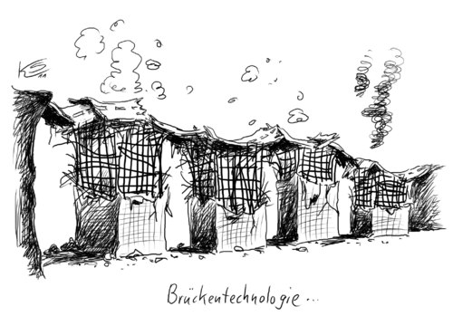 Cartoon: Bruecke (medium) by Stuttmann tagged brücke,brückentechnologie,akw,atomkraft,brückentechnologie,akw,atomkraft
