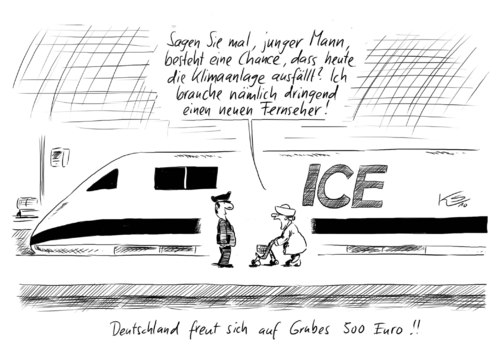 Cartoon: Chance (medium) by Stuttmann tagged ice,deutsche,bahn,klimaanlagen,sommer,hitze,grube,juli,ausfall,bahn,db,defekt,deutsche bahn,fahrgast,fahrgäste,gesundheit,heiß,hitze,hitzewelle,ice,klima,klimaanlage,kollaps,krauslauf,kunde,kunden,reise,reisen,sauna,schwitzen,service,sommer,störung,transport,urlaub,verkehr,verreisen,warm,zug,deutsche