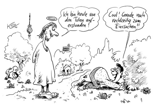 Cartoon: Cool (medium) by Stuttmann tagged ostern,jesus,eiersuchen