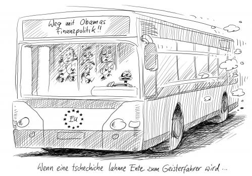 Cartoon: Ente (medium) by Stuttmann tagged obama,konjunkturpaket,tschechien,topolanek,eu,ratsvorsitz,lame,duck