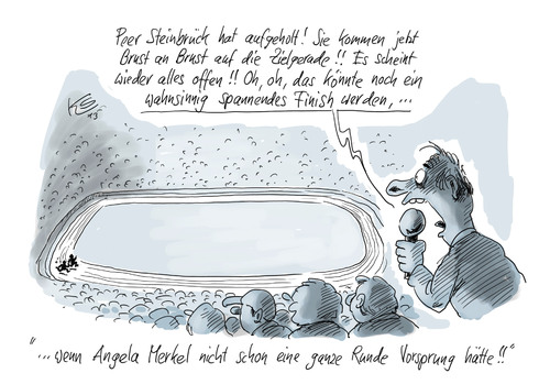Cartoon: Finish (medium) by Stuttmann tagged merkel,steinbrück,wahlen