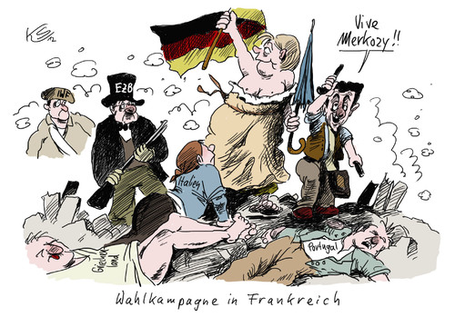 Cartoon: Frankreich (medium) by Stuttmann tagged merkel,sarkozy,merkozy,wahlen,frankreich