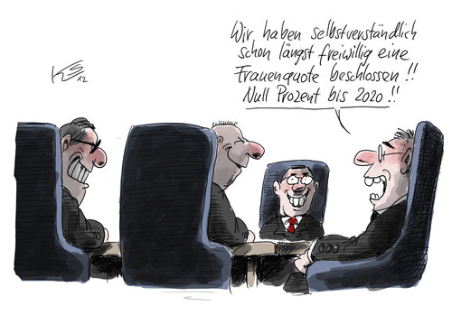 Cartoon: Freiwillig (medium) by Stuttmann tagged frauen,quote,frauenquote,aufsichtsräte