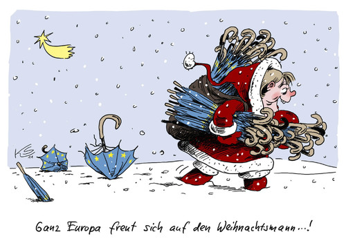 Cartoon: Freude (medium) by Stuttmann tagged merkel,eu,rettungsschirme