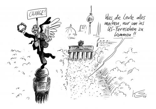 Cartoon: Goldelse (medium) by Stuttmann tagged obama,president,usa,besuch,visit,germany,brandenburg,gate,barack obama,präsident,besuch,brandenburger tor,goldelse,siegessäule,fernsehturm,diplomatie,staatsbesuch,amerika,usa,beziehung,liberal,demokratie,wahlkampf,wahlstrategie,symbolik,polemik,volksnähe,john f kennedy