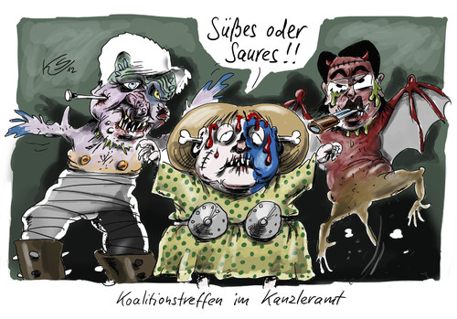 Cartoon: Halloween (medium) by Stuttmann tagged koalitionstreffen,halloween