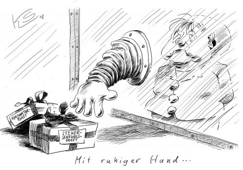 Cartoon: Hand (medium) by Stuttmann tagged rezession,konjunkturpaket,steuersenkungspaket,merkel,cdu,angela merkle,bundeskanzler,bundeskanzlerin,kanzler,usa,frankreich,deutschland,großbritannien,konjunktur,wirtschaft,finanzen,geld,wirtschaftskrise,finanzkrise,paket,rettungspaket,hilfspaket,cdu,angela,merkle,steuer,steuern,steuersenkungspaket,steuerzahler,außenseiter,weihnachten,geschenke,geschenk,hand