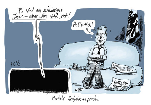 Cartoon: Hoffentlich... (medium) by Stuttmann tagged privatkredit,wulff,geerkens,maschmeyer,bw,2012,merkel,neujahrsansprache