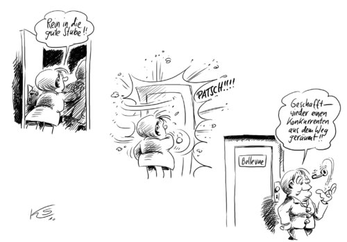 Cartoon: Konkurrent (medium) by Stuttmann tagged wulff,westerwelle,merkel,koalition,bundespräsident,wulff,westerwelle,merkel,koalition,bundespräsident