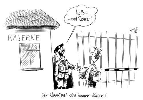 Cartoon: Kürzer... (medium) by Stuttmann tagged bundeswehr,wehrdienst,bundeswehr,wehrdienst,soldaten,abwehr,verteidigung,militär