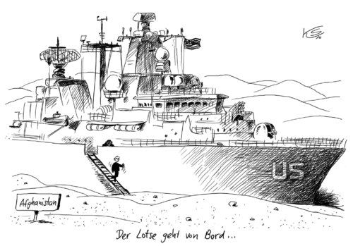 Cartoon: Lotse (medium) by Stuttmann tagged usa,afghanistan,usa,afghanistan,lotse,militär