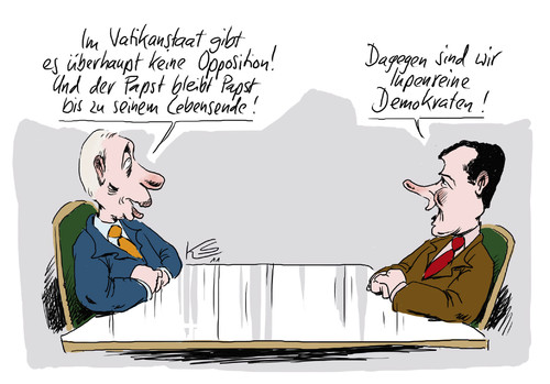 Cartoon: Lupenrein... (medium) by Stuttmann tagged russland,putin,medwedew,papst,vatikan,lupenrein,demokraten