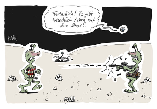 Cartoon: Marsmenschen (medium) by Stuttmann tagged mars,mission,couriosity