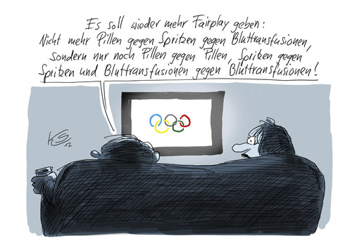 Cartoon: Mehr Fairplay! (medium) by Stuttmann tagged olympische,spiele,2012,olympiade,doping