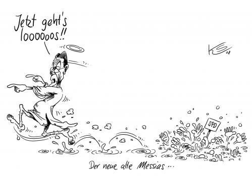 Cartoon: Neuer Messias (medium) by Stuttmann tagged franz,müntefering,spd,messias,agenda2010,spd,partei,parteikurs,flügel,flügelkämpfe,kursdebatte,franz müntefering,debatte,volkspartei,links,rechts,richtung,richtungsstreit,diskussion,meinungsverschiedenheiten,spaltung,arm,reich,wirtschaftspolitik,sozialpolitik,agenda 2010,abkehr,konflikt,streit,agenda,2010,messias,franz,müntefering