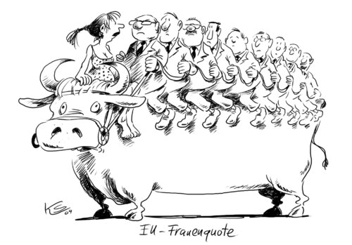 Cartoon: Quote (medium) by Stuttmann tagged eu,europäische,union,eu,europäische union,stier,frauenquote,quote,frauen,europäische,union