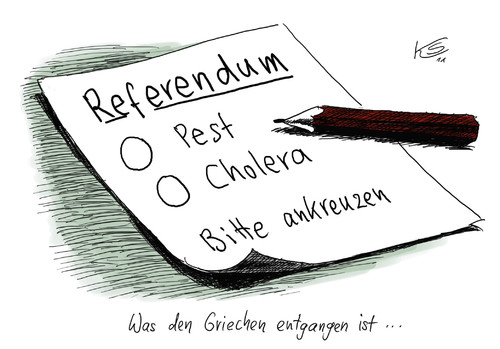 Cartoon: Referendum... (medium) by Stuttmann tagged griechenland,referendum