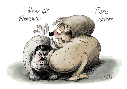 Cartoon: Schnuppern (medium) by Stuttmann tagged große,koalition,spd,cdu,merkel,gabriel