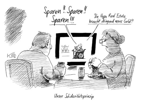 Cartoon: Sparen sparen sparen... (medium) by Stuttmann tagged sparen,schäuble,hypo,real,estate,sparen,schäuble,hypo real estate,solidaritätsprinzip,haushalt,hypo,real,estate