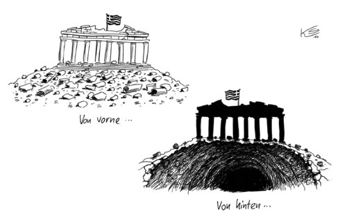 Cartoon: Tempel (medium) by Stuttmann tagged griechenland,krise,eu,euro,verschuldung,pleite,insolvenz
