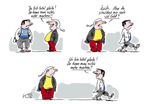 Cartoon: Total pleite (medium) by Stuttmann tagged griechenland,pleite