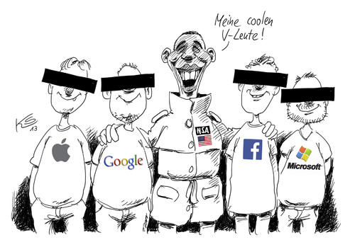 Cartoon: V-Leute (medium) by Stuttmann tagged nsa,secret,service,internet,social,network,daten,usa,obama