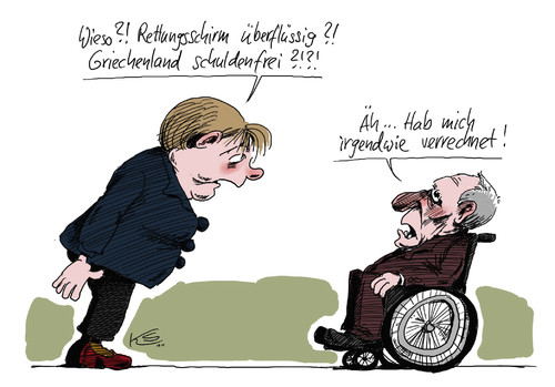 Cartoon: Verrechnet (medium) by Stuttmann tagged eurokrise,eurozone,griechenland,rettungsschirm