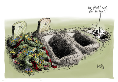 Cartoon: Viel zu tun... (medium) by Stuttmann tagged fr,ftd,zeitungssterben