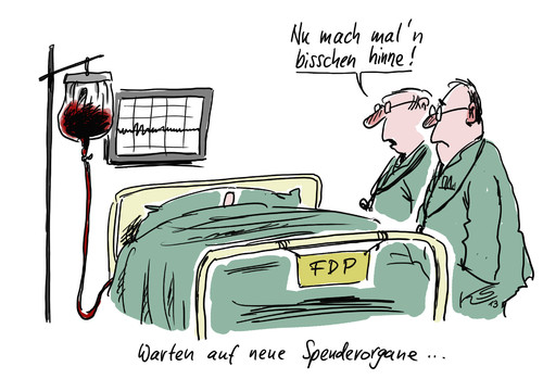 Cartoon: Warten (medium) by Stuttmann tagged fdp,organspendenskandal