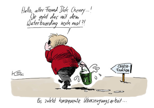 Cartoon: Waterboarding (medium) by Stuttmann tagged eurokrise,eurozone,griechenland,koalition,merkel,fdp,cdu