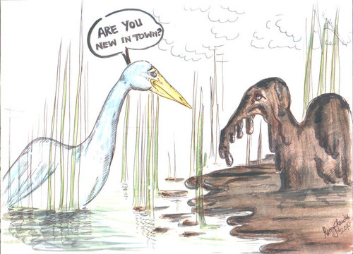 Cartoon: Gulf BP Oil Disaster (medium) by remyfrancis tagged oil,sleek,bp,gulf,og,mexico,pelikan,pollution,wildlife,destroyed