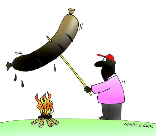 Cartoon: bratwurst olma braten grillieren (medium) by martin guhl tagged bratwurst,olma,braten,grillieren,feuer,verbrannt,schwarz