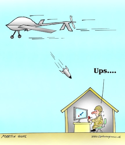 Cartoon: drohne krieg fliegen bombe milit (medium) by martin guhl tagged armee,militaer,bombe,fliegen,krieg,drohne,karikatur