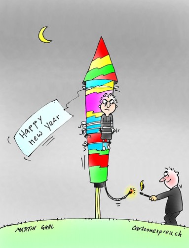 Cartoon: rakete mond schiessen ehefrau ha (medium) by martin guhl tagged rakete,mond,schiessen,ehefrau,happy,new,year,neues,jahr,wunsch