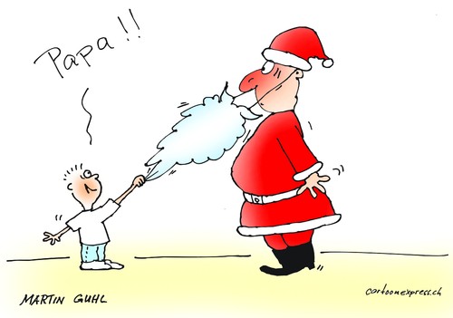 Cartoon: weihnachts mann kind sohn vater (medium) by martin guhl tagged weihnachts,mann,kind,sohn,vater,bart,entlarven,maske