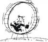 Cartoon: spinning wheel man running (small) by martin guhl tagged spinning wheel man running