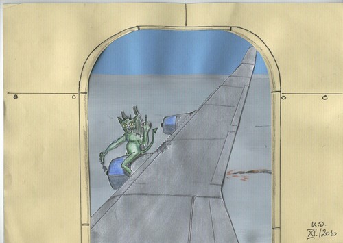 Cartoon: Luftdämon   air demon (medium) by tobelix tagged triebwerksausfälle,fernflüge,luftdämon,tobelix