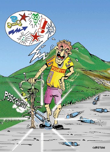 Cartoon: Dopage sur le prochain Tour ? (medium) by CHRISTIAN tagged tour,de,france,dopage
