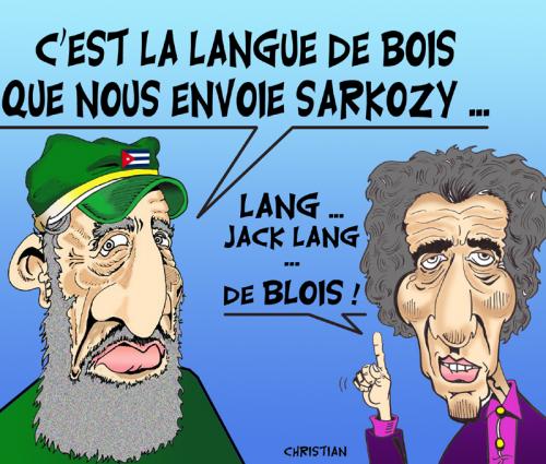 Cartoon: Jack LANG en mission a Cuba (medium) by CHRISTIAN tagged lang,cuba,sarkozy