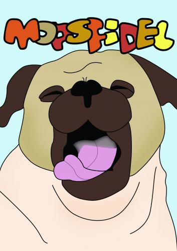 Cartoon: Mopsfidel (medium) by Sandra tagged mops,hund,schlaf,müde,erschöpft,munter,wach