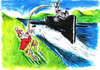 Cartoon: FLY FISHING FOR SUBMARINES (small) by Tim Leatherbarrow tagged fishing,submarine,upperiscope,timleatherbarrow